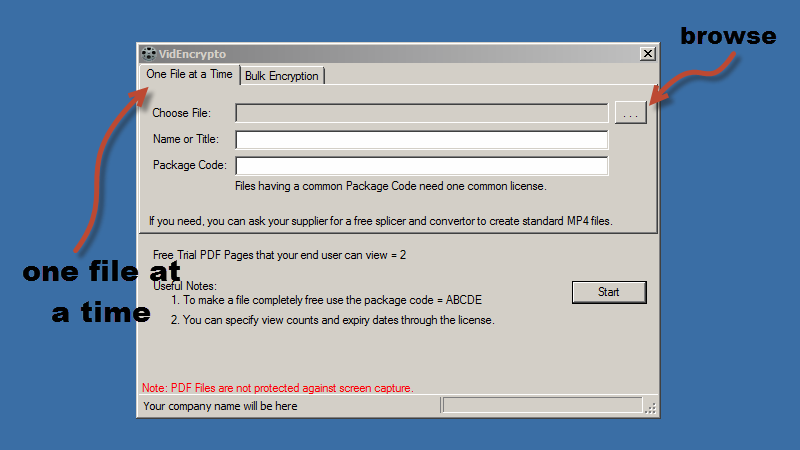 screenshot of the encryption done with single click